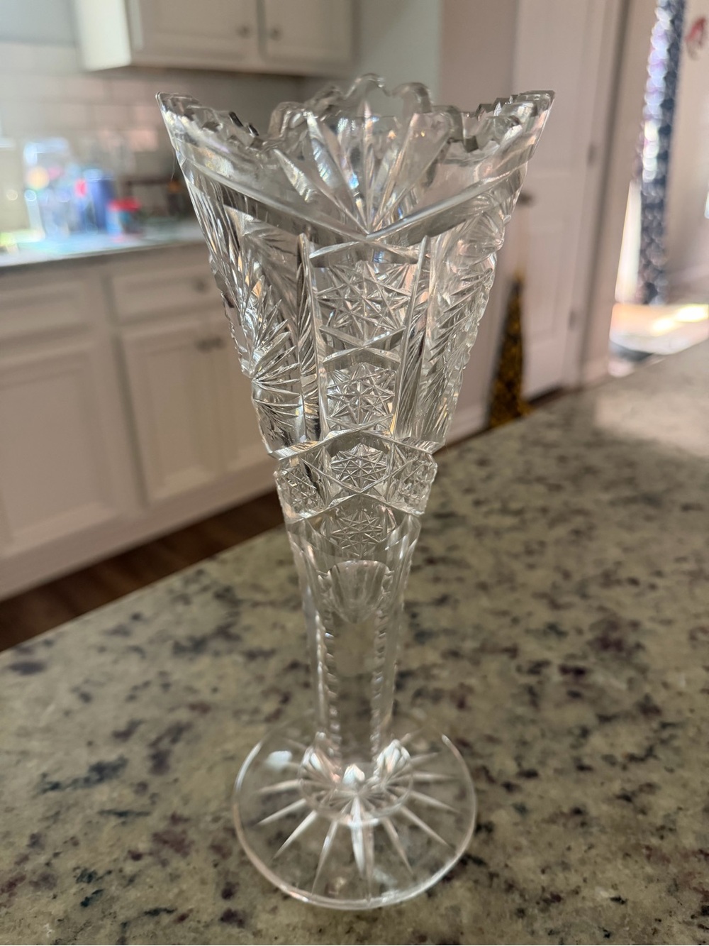 Cut-Pattern Glass Bud Vase in Clear - Elegant Accent